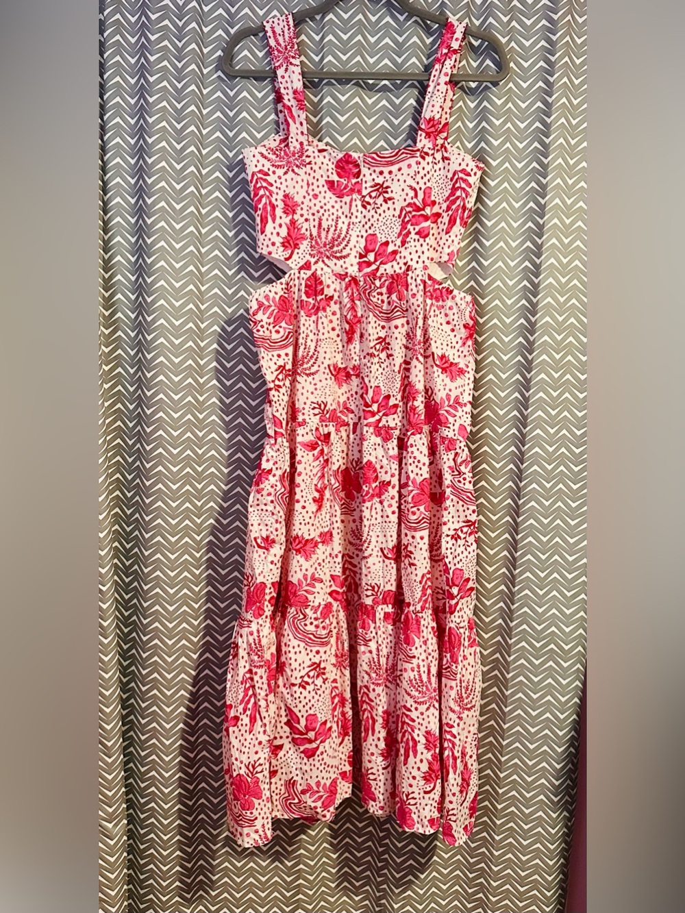 NWT ZARA | STRAPPY FLORAL PRINTED CUT OUT MIDI DRESS, Small - Picture 7 of 9